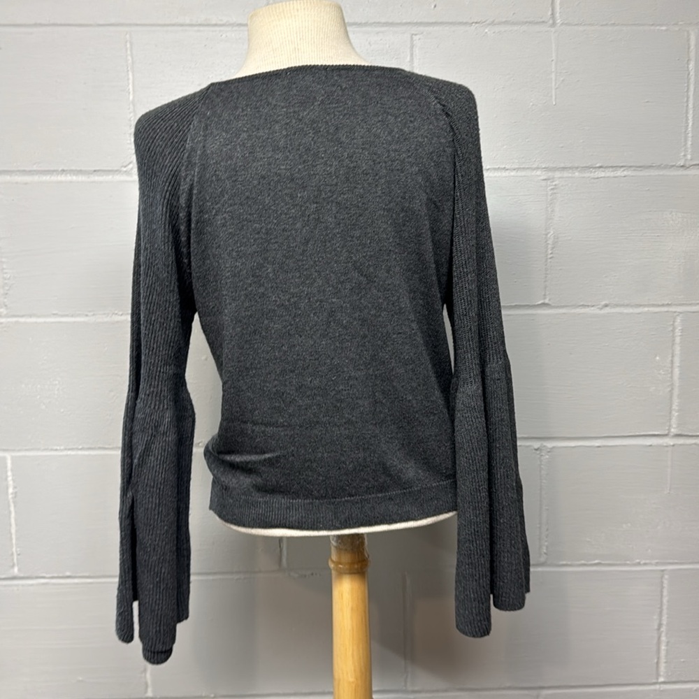 Sundance Charcoal Gray Square Neck Bell Sleeve Sweater Size Small - Picture 5 of 8